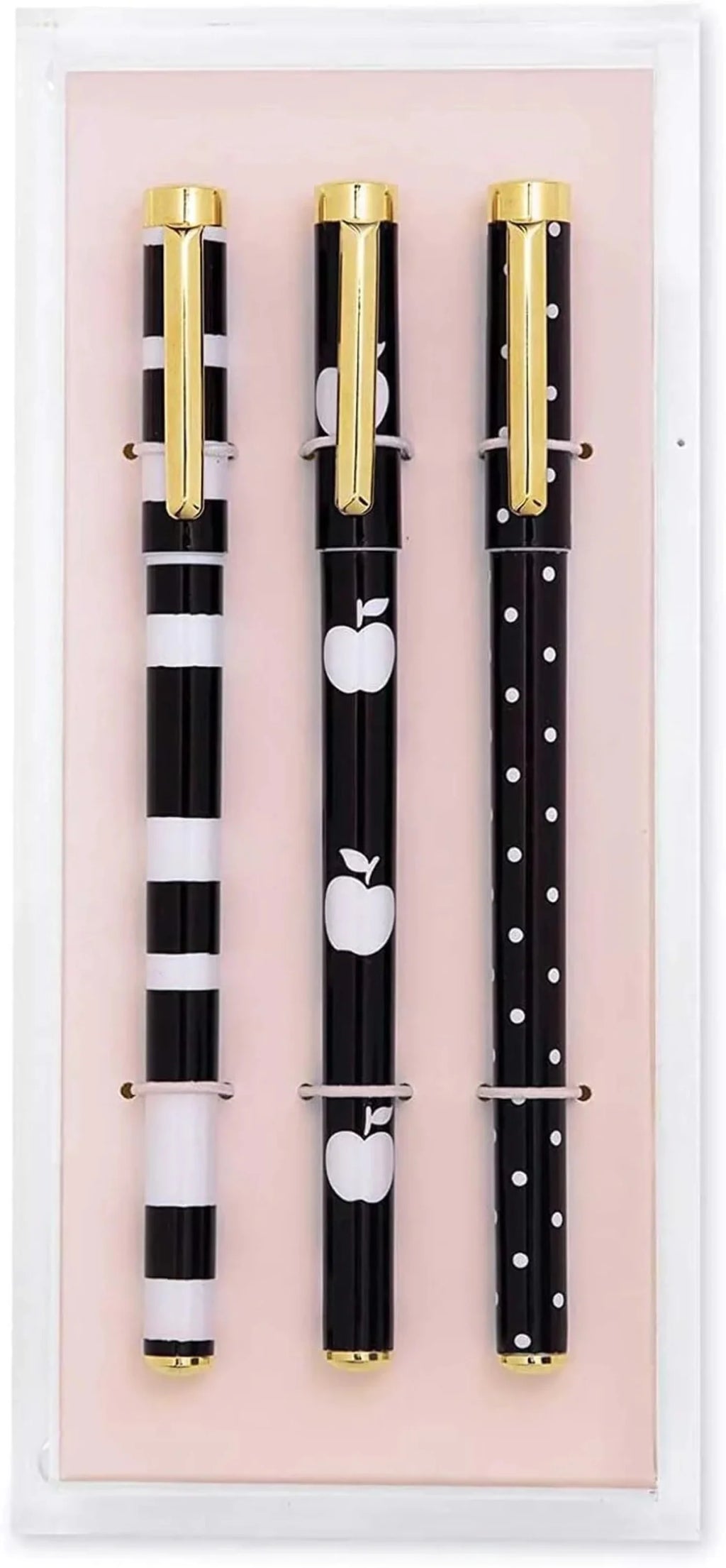 Fine Tip Pen Set of 3, Black Ink Pens with Acrylic Desk Organizer Tray P7573