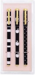 Fine Tip Pen Set of 3, Black Ink Pens with Acrylic Desk Organizer Tray P7573