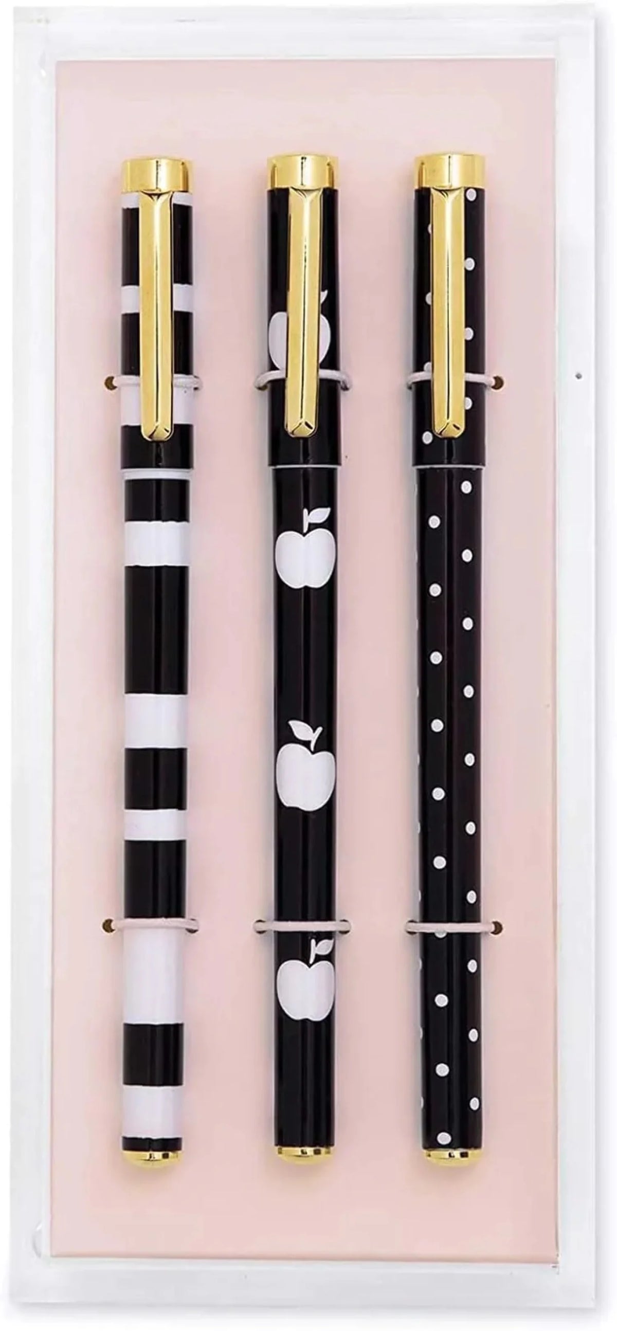 Fine Tip Pen Set of 3, Black Ink Pens with Acrylic Desk Organizer Tray P7573