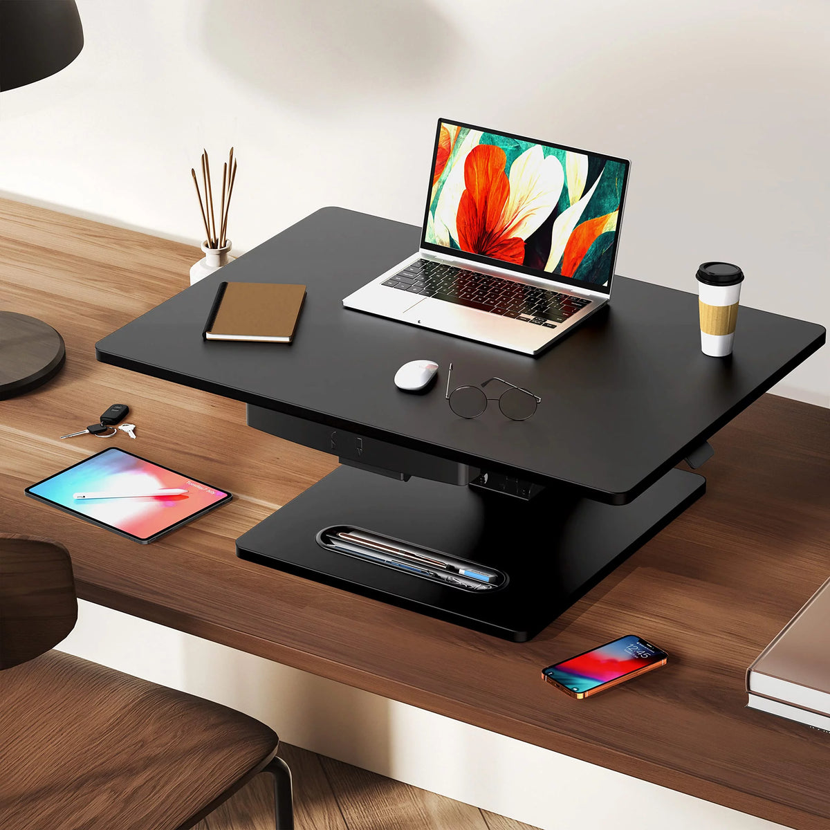 28" Black Height Adjustable Standing Desk T898