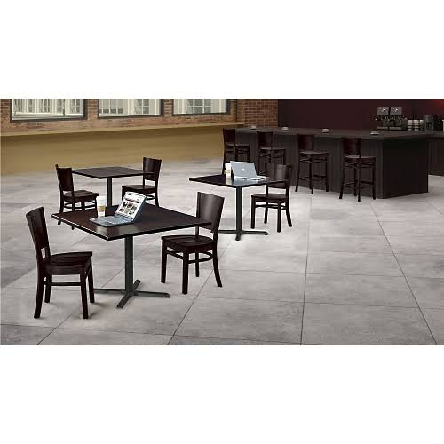 Solid Wood Top Table 42x22W Ash Distressed Finish Black Base X958195