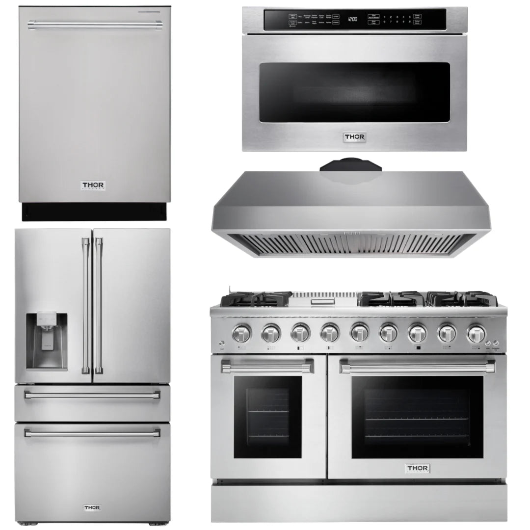 48 Propane Gas Range, Range Hood, Refrigerator, Dishwasher, Microwave X737