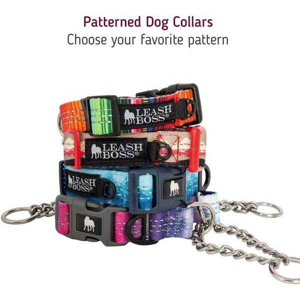Patterned Reflective Chain Martingale Dog Collar Z7810