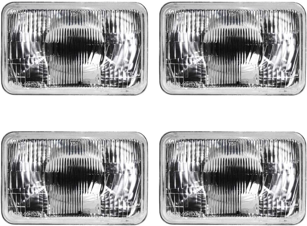 4x6 Rectangular Conversion Headlights Kit Sealed Beam Glass Lights with Halogen High/Low Bulbs 60/55w 9003/H4 Pack of 2 Y446
