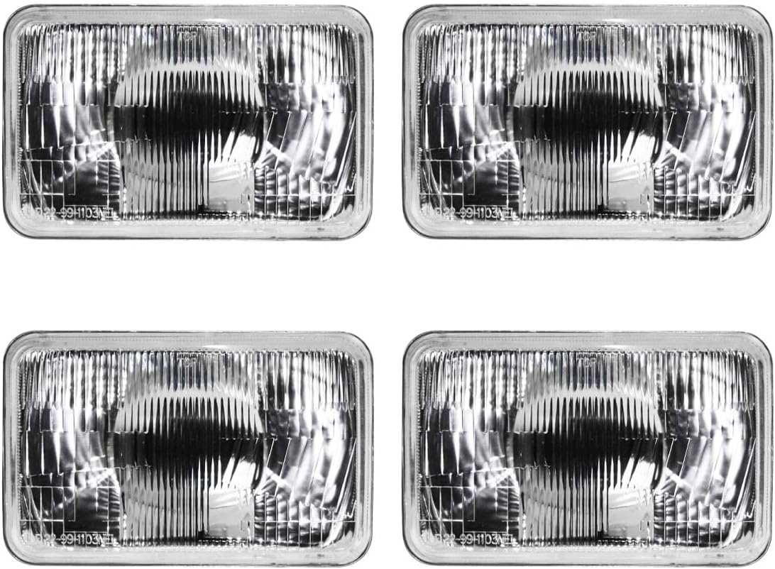 4x6 Rectangular Conversion Headlights Kit Sealed Beam Glass Lights with Halogen High/Low Bulbs 60/55w 9003/H4 Pack of 2 Y446