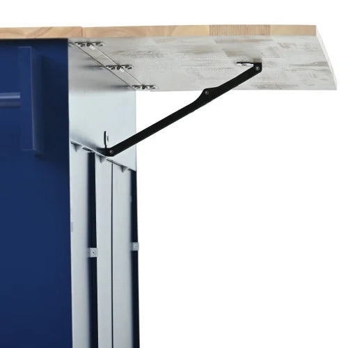 Dark Blue Rolling Mobile Kitchen Island with Solid Wood Top and Locking Wheels Y4075