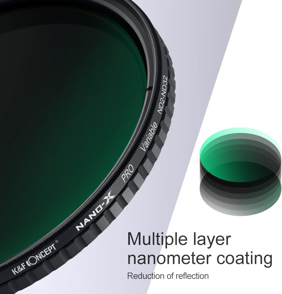 55mm Variable ND Filter ND2-ND32 Optical Glass with Microfiber Cleaning Cloth R966