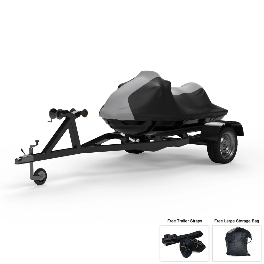 Gray / Black Jet Ski Cover with Trailer Straps and Storage Bag K986