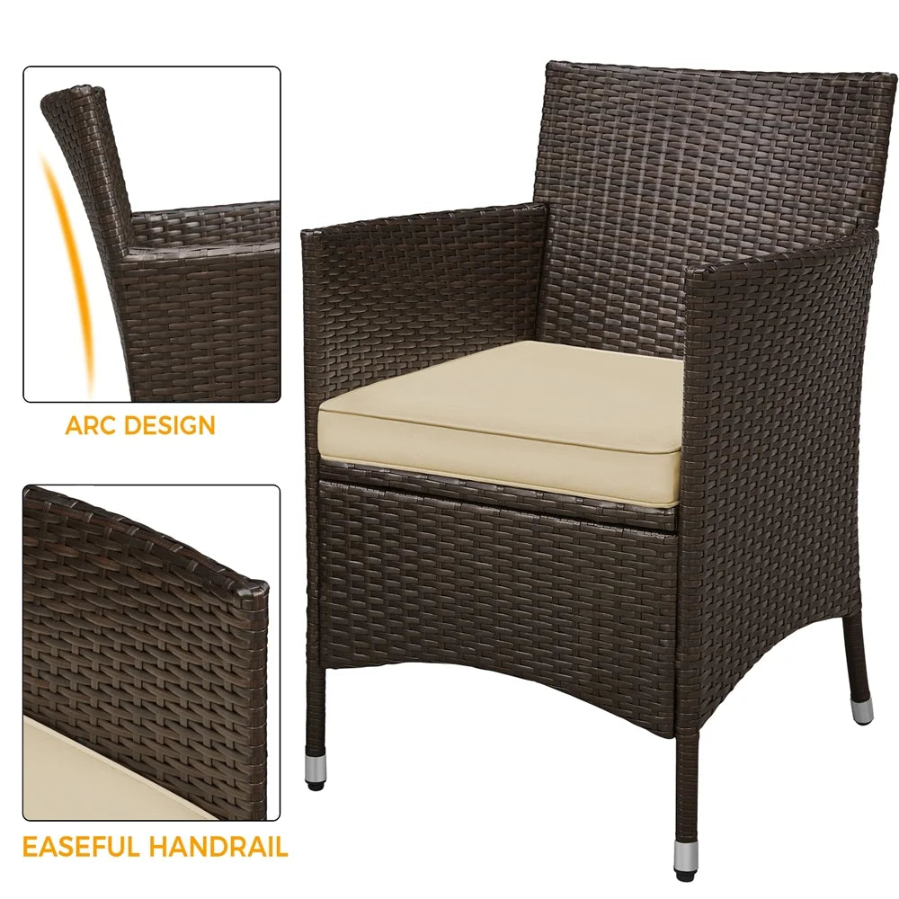 3-Piece Bistro Set with Rattan Chairs and Table H412
