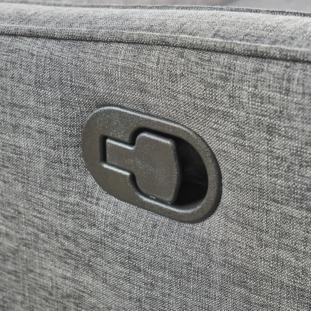 Grey Black Buttoned Fabric Reclining Loveseat J7686