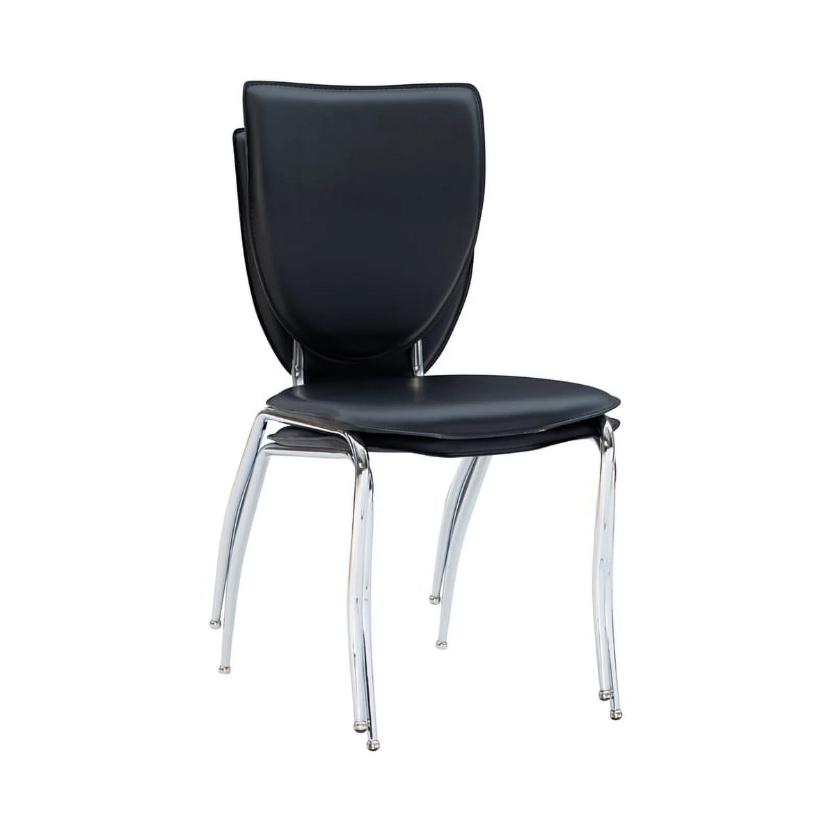 Black Metal Stacking Side Chairs Set of Two F136