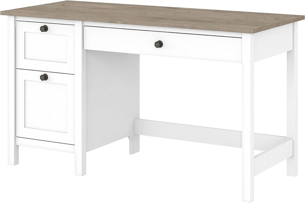 Computer Desk with Drawers and Storage, 54W, Gray/White F128