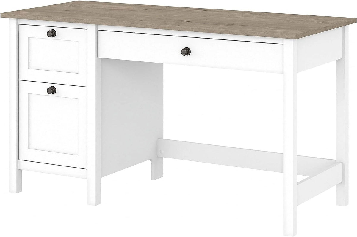 Computer Desk with Drawers and Storage, 54W, Gray/White F128