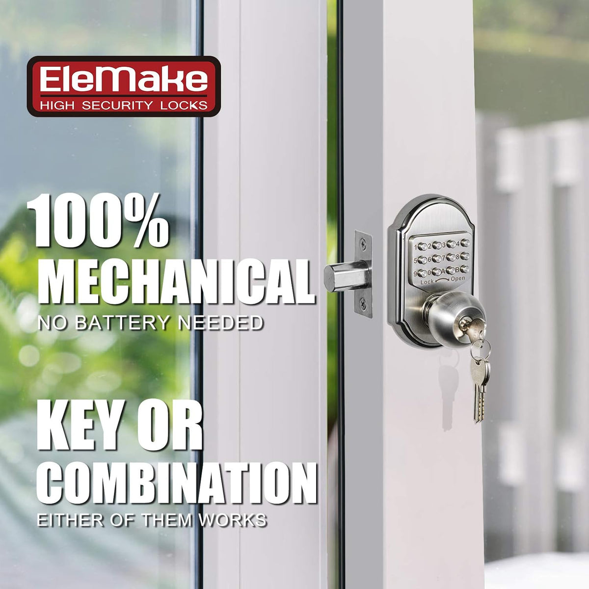 Keyless Entry Deadbolt Stainless Steel Digital Code Keypad Door Knob Weatherproof Pack of 2 L9812