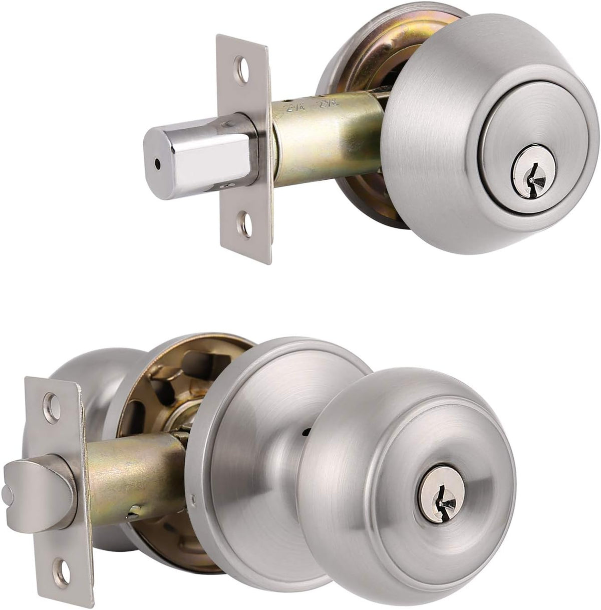 Oil Rubbed Bronze Entry Door Knob and Double Cylinder Deadbolt Lock Combo Set, Set of 4 X910