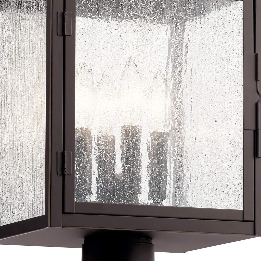 4 Light Post Light with Clear Seeded Glass in Rubbed Bronze L2795