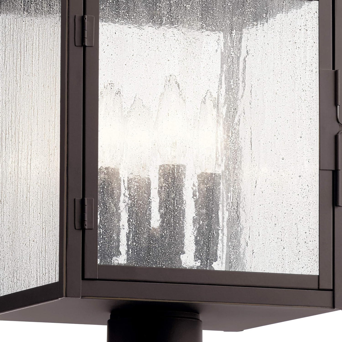 4 Light Post Light with Clear Seeded Glass in Rubbed Bronze L2795