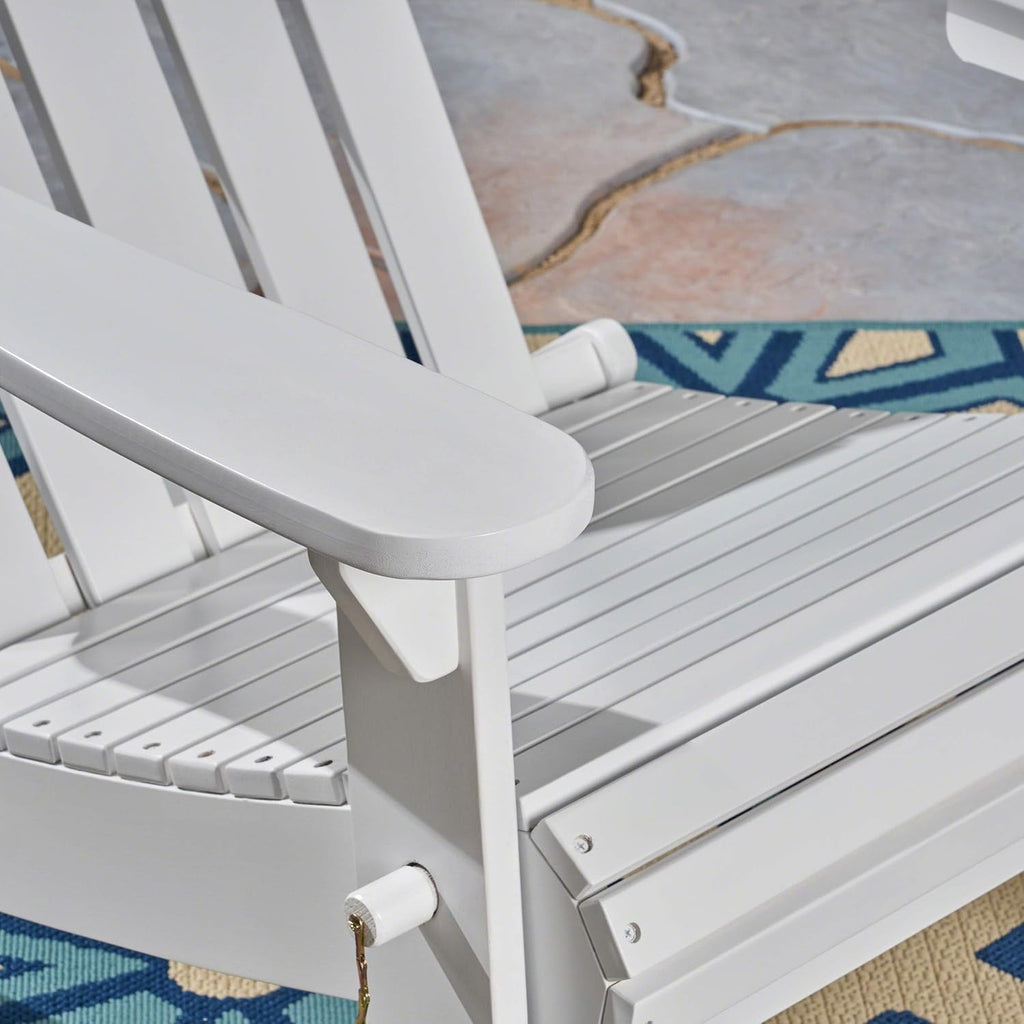 White Finish Acacia Wood Adirondack Chair U434589