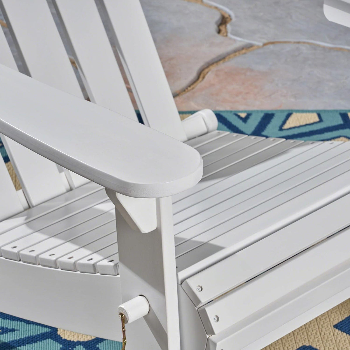 White Finish Acacia Wood Adirondack Chair U434589