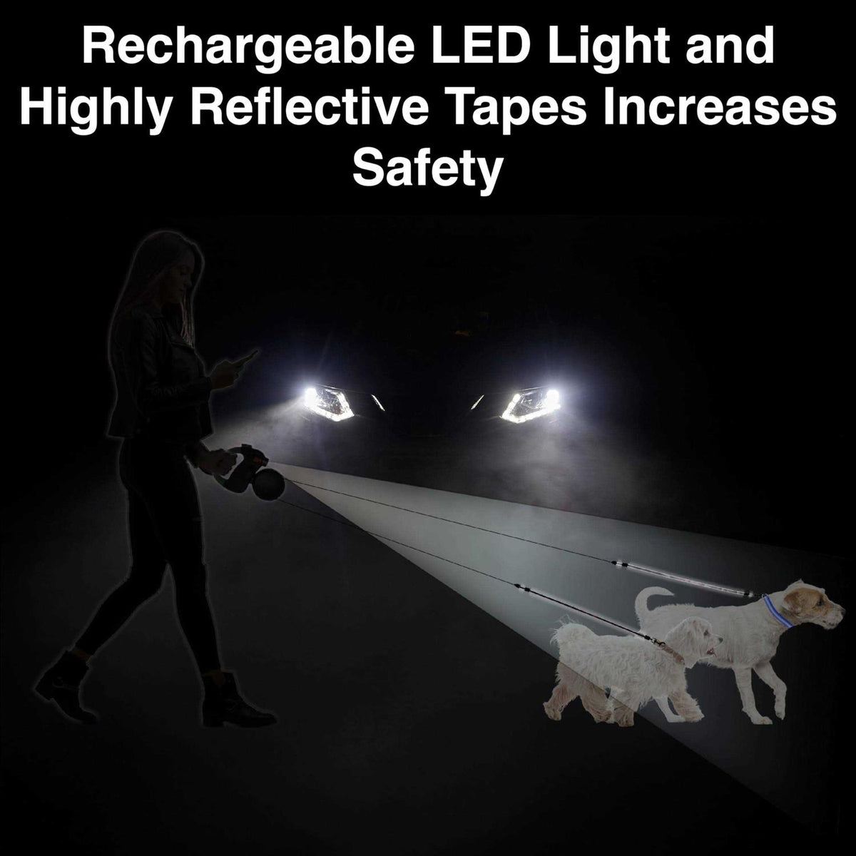 Retractable Leash with Light 360 Coupler I614