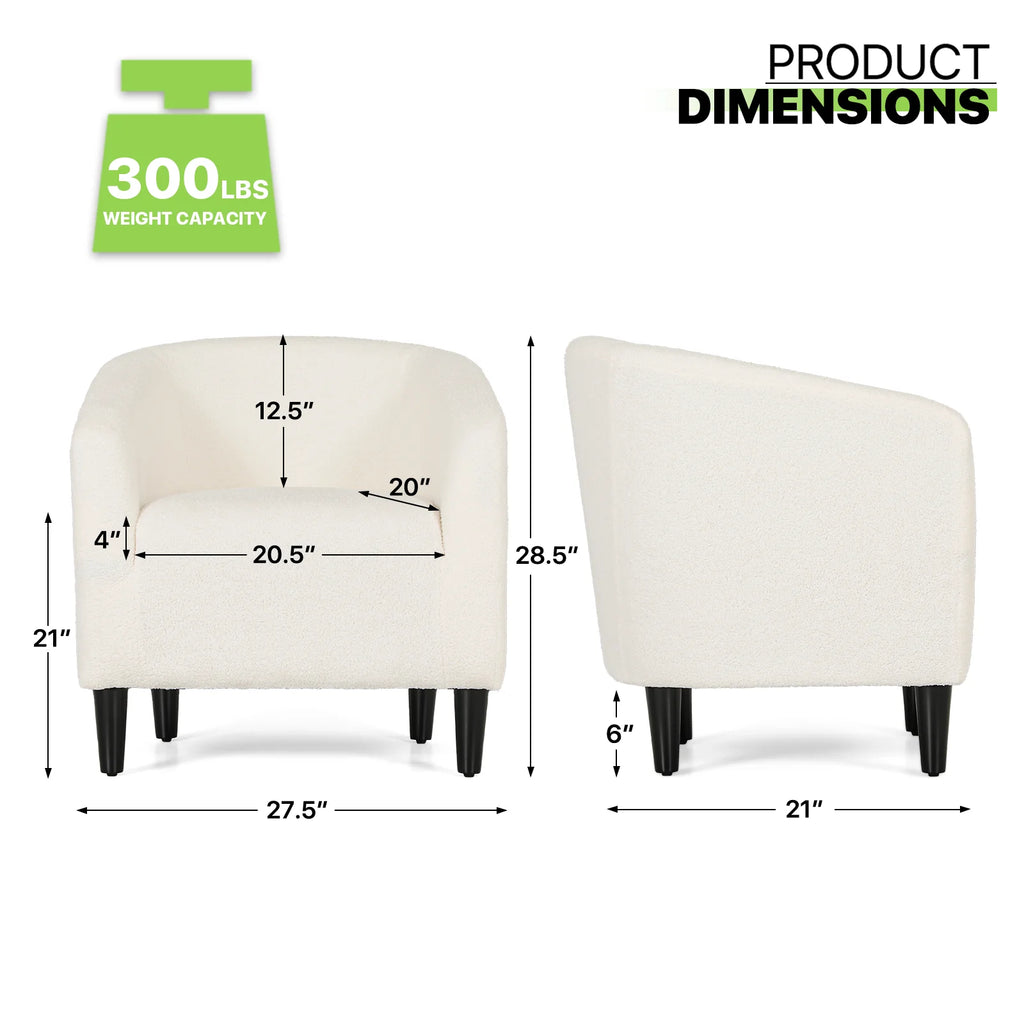 Cream Sherpa Upholstered Barrel Accent Chair N6589