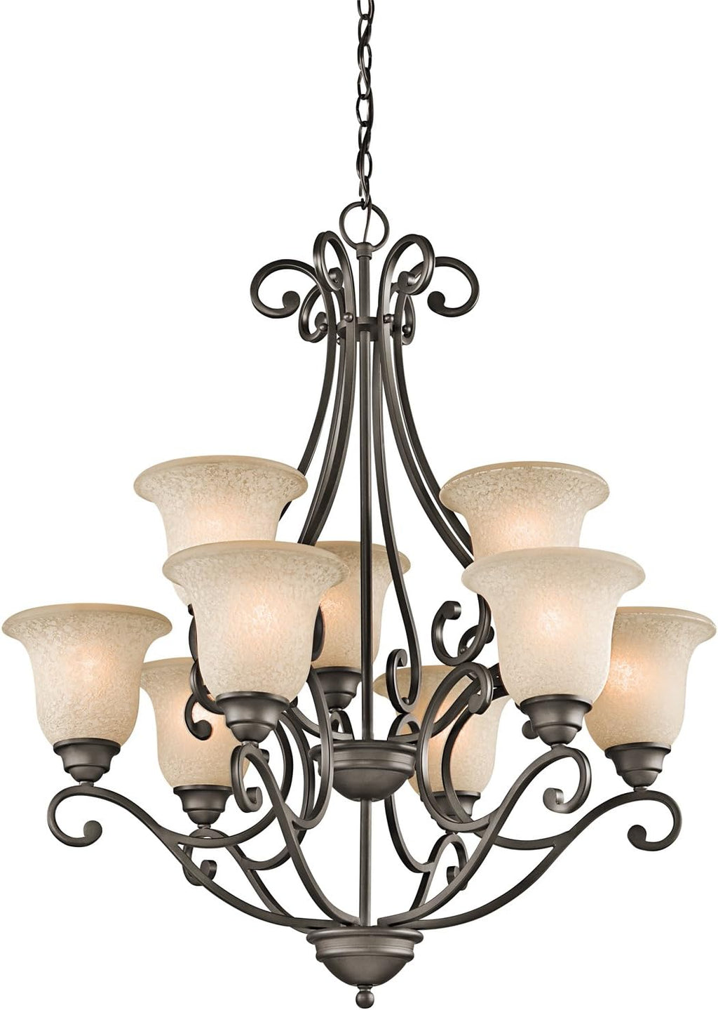 9 Light Two Tier Chandelier with White Scavo Glass Olde Bronze Z483554