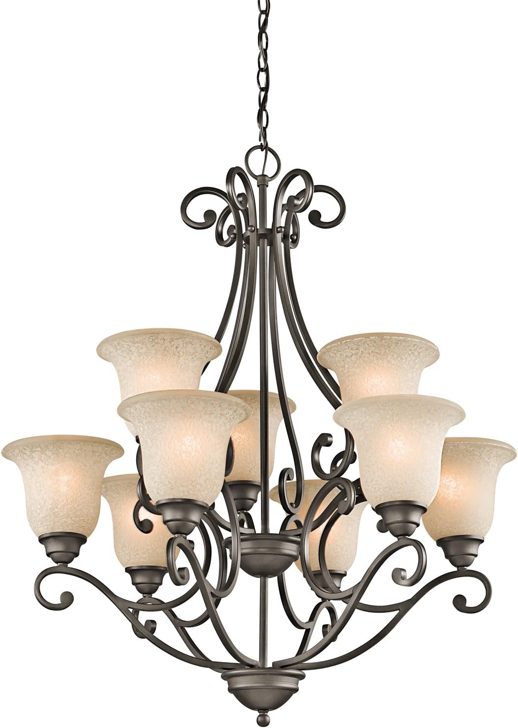 9 Light Two Tier Chandelier with White Scavo Glass Olde Bronze Z483554