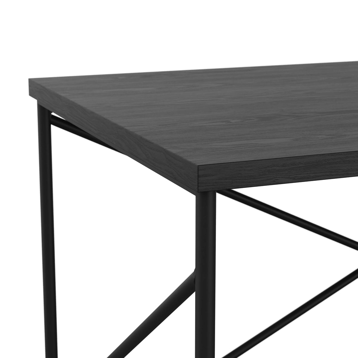 Black Wood Grain Parsons Desk with Metal X-Frame V424619