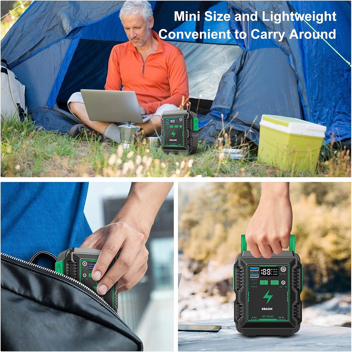 Portable Power Station 110V 80W AC Outlet Lithium Battery F6109