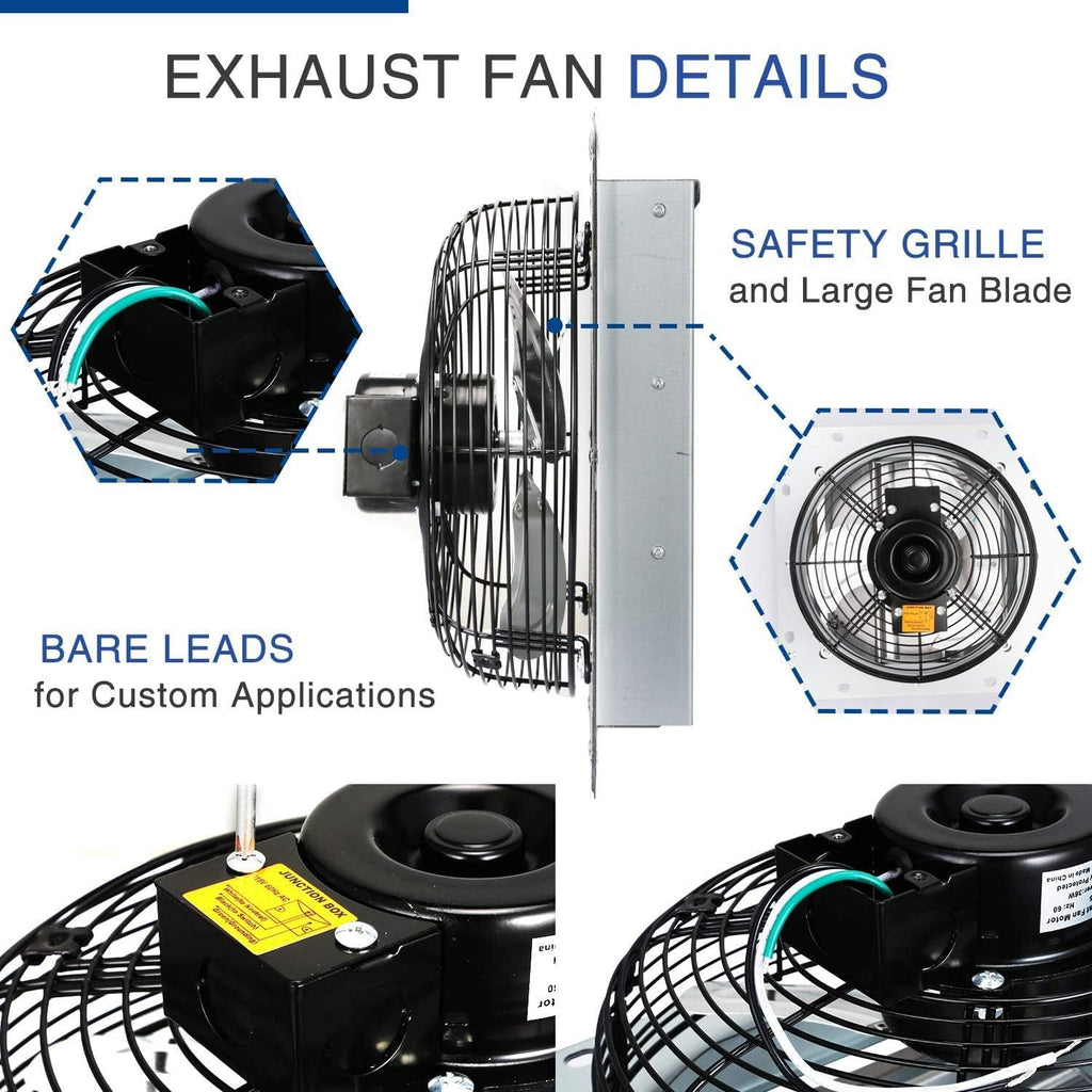 10 Inch Shutter Exhaust Fan Aluminum, 1650RPM, 820CFM, Silver D685