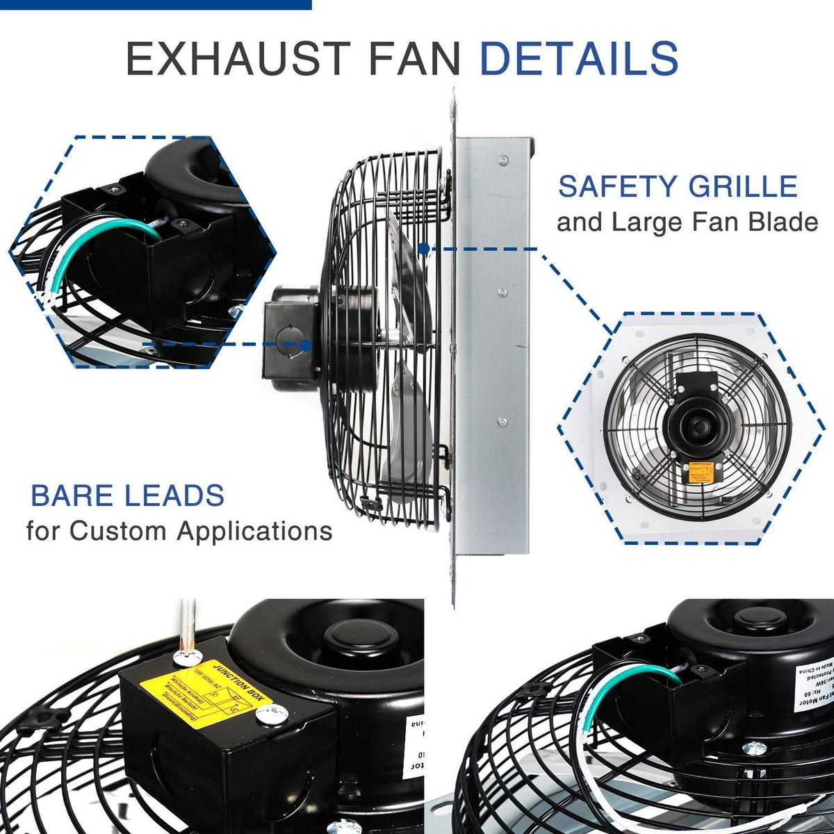 10 Inch Shutter Exhaust Fan Aluminum, 1650RPM, 820CFM, Silver D685