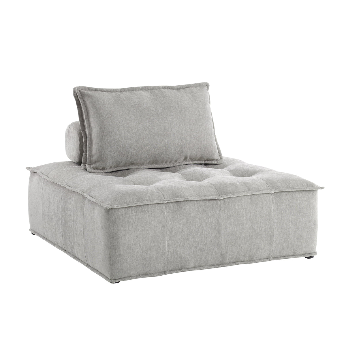 Beige Fabric Button Tufted Sectional Sofa T9728