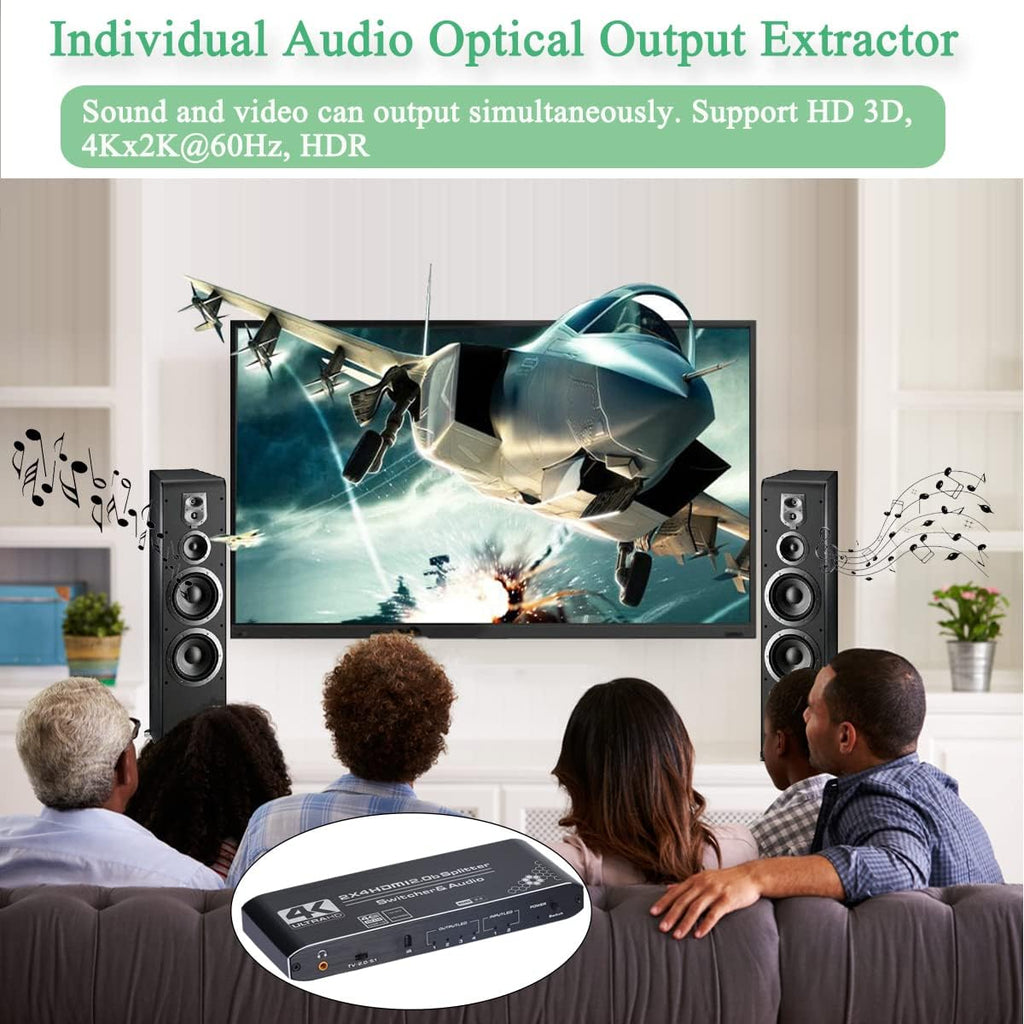 4K HDMI Splitter 2x4 with Audio Extractor and IR Remote Control, Pack of 2 Z510060