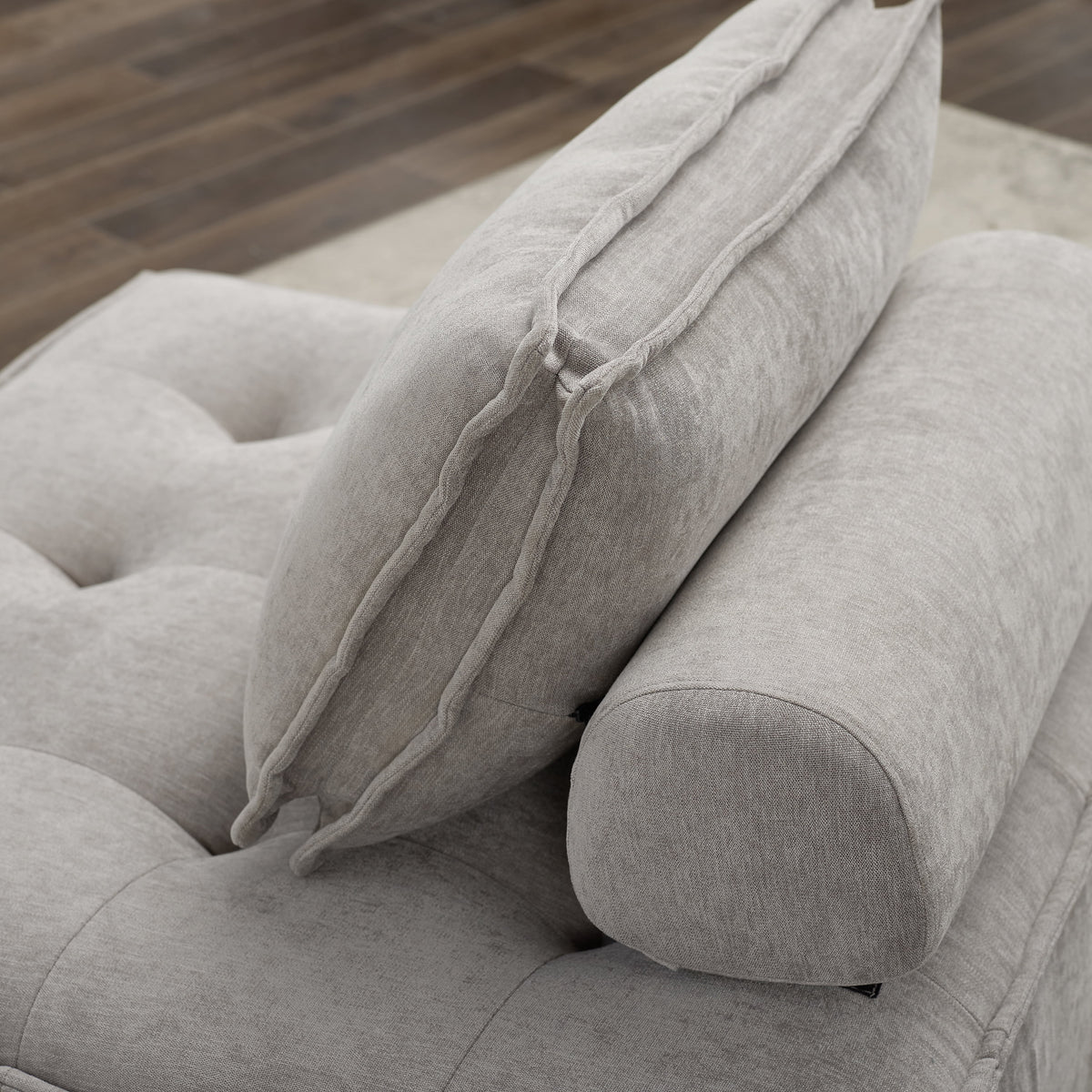 Beige Fabric Button Tufted Sectional Sofa T9728