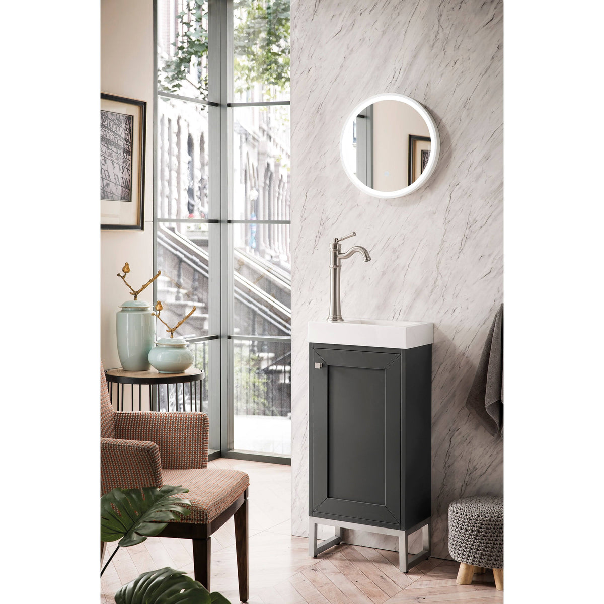 16 in. Chianti Single Vanity Cabinet with White Glossy Resin Countertop X192