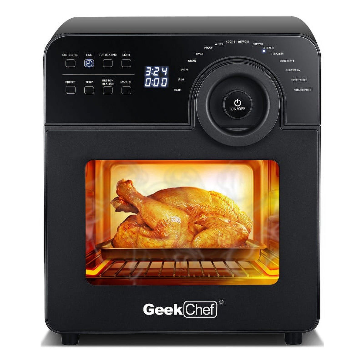 Black 16-in-1 Digital Air Fryer Oven with Rotisserie and Dehydrator R85934