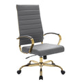 High-Back Leather Office Chair With Gold Frame Q807