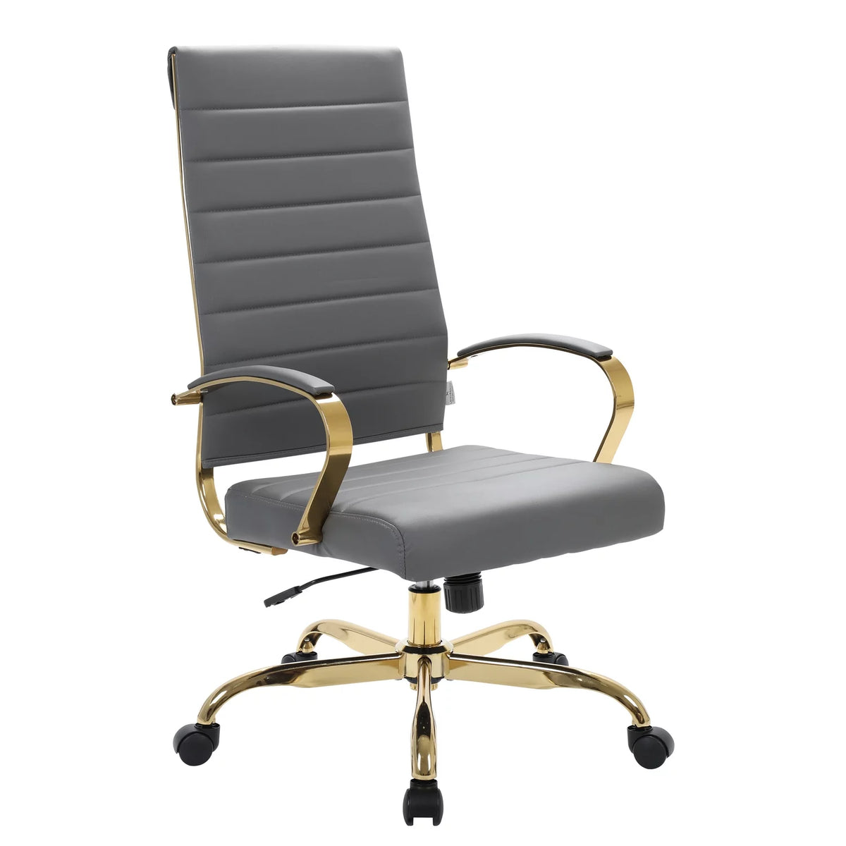 High-Back Leather Office Chair With Gold Frame Q807