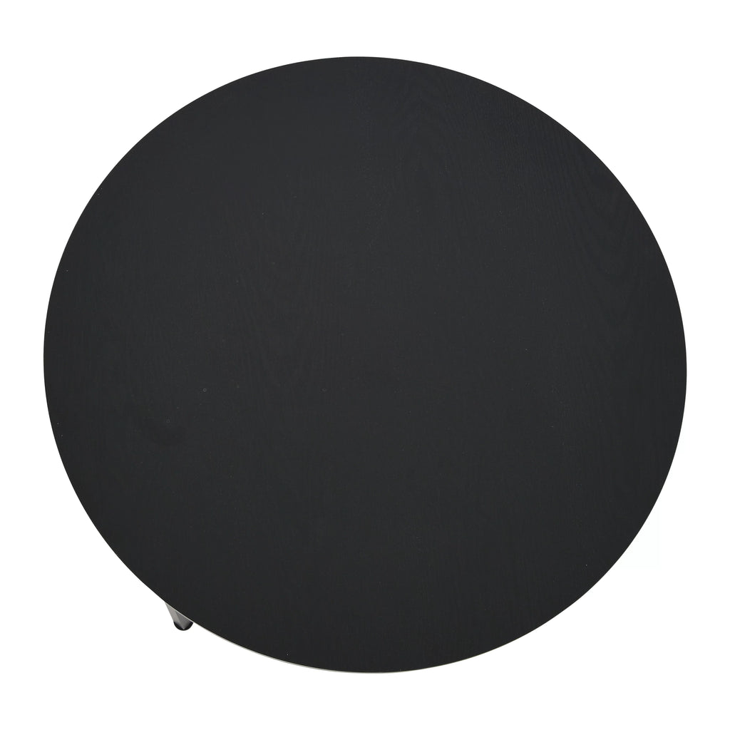 Round Coffee Table with Steel Frame and Faux Distressed Wood Finish E11489