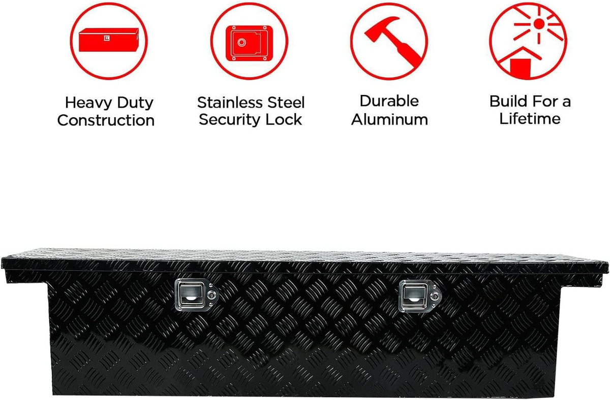 Black Aluminum Heavy Duty Truck Bed Tool Box with Lock & Keys R760158