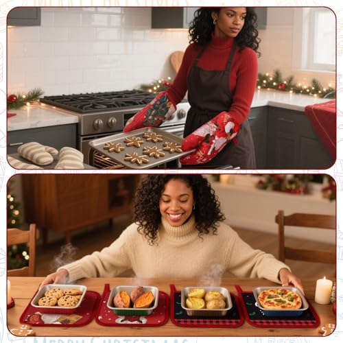 12 Pcs Christmas Kitchen Towels Pot Holders and Oven Mitts Set E609