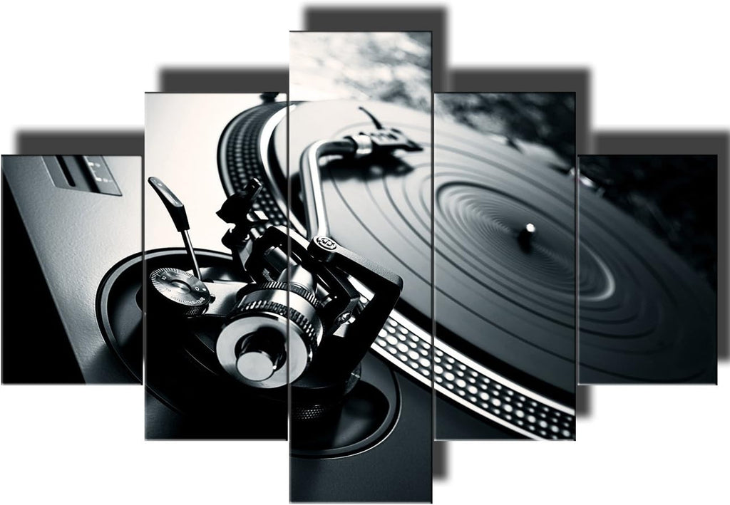 Black and White 5 Piece Canvas Wall Art Turntables Paintings X949676