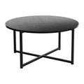 Round Coffee Table with Steel Frame and Faux Distressed Wood Finish E11489