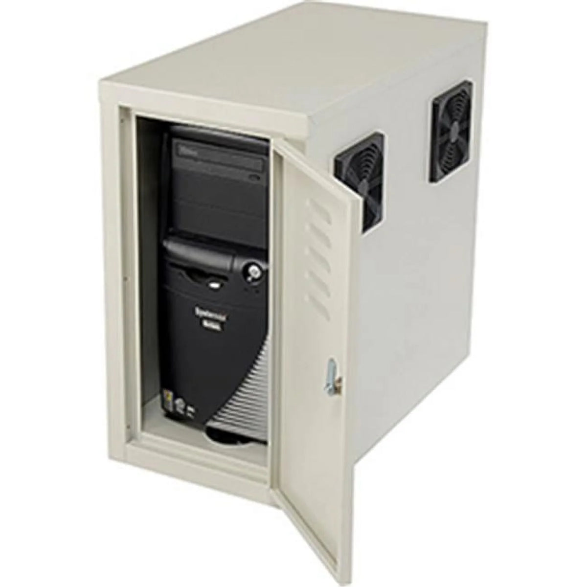Beige Computer CPU Side Cabinet with 2 Exhaust Fans H223