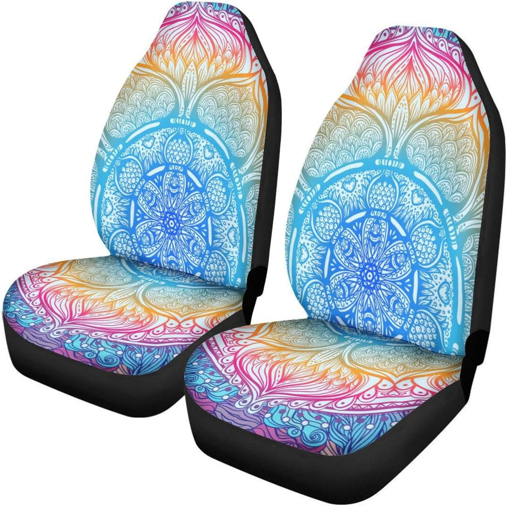 Set of 2 Brown Cow Fur Print Car Seat Covers P303