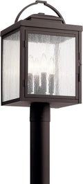 4 Light Post Light with Clear Seeded Glass in Rubbed Bronze L2795