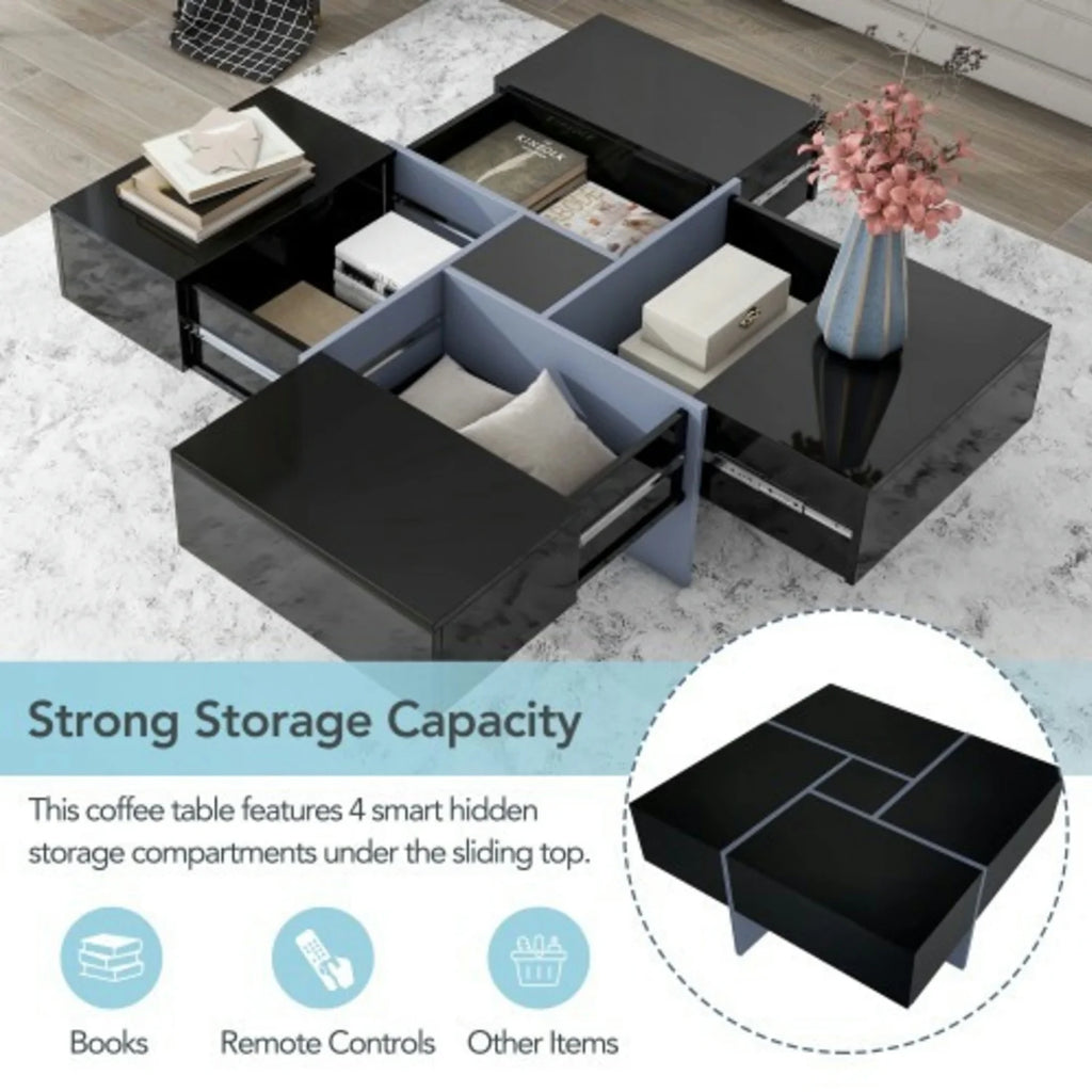 Coffee Table with 4 Hidden Storage Compartments V9313
