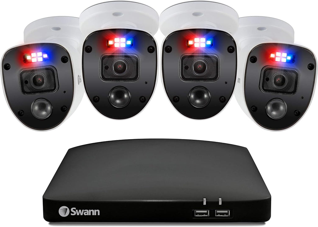 Black 4 Channel 4 Cameras DVR CCTV Security Camera System P765182