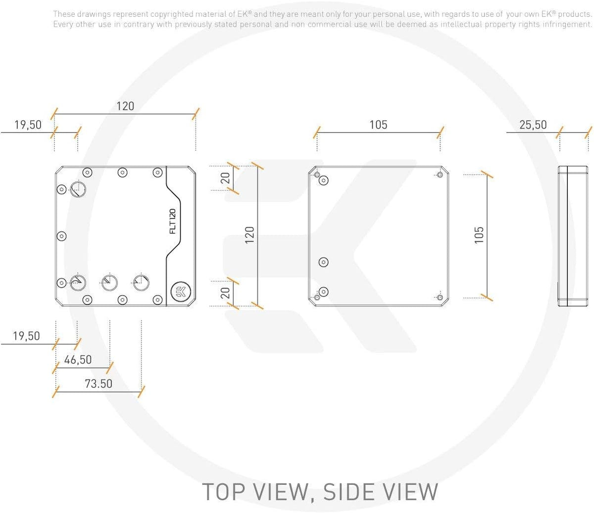 EK-Quantum Volume FLT 120 Reservoir, Digital RGB, Plexi O37872