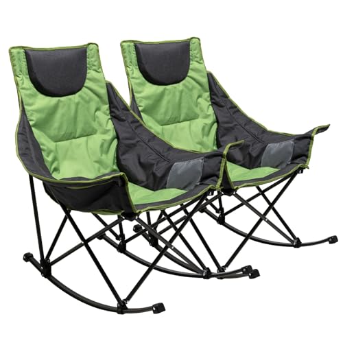 Oversized Padded Rocking Camping Chair with Side Pocket O9046
